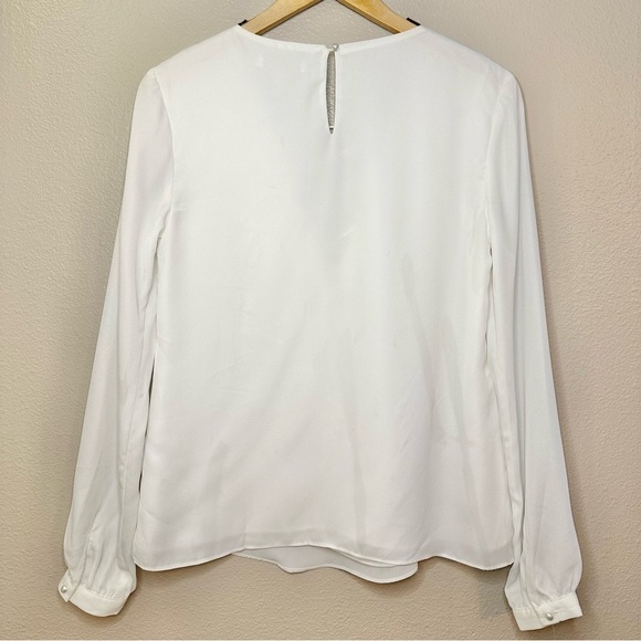 NWT Wayf Lace Up Appliqué Embroidered Ivory Flowy Blouse - Picture 4 of 7